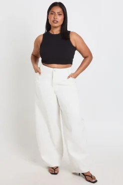 Jean Barrel Taille Mi-haute À Clous Plus