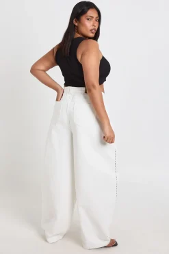 Jean Barrel Taille Mi-haute À Clous Plus