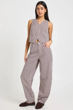 Jean Barrel Taille Mi-haute À Rayures