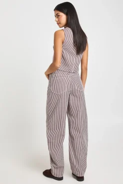 Jean Barrel Taille Mi-haute À Rayures