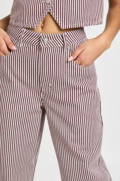 Jean Barrel Taille Mi-haute À Rayures