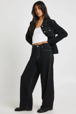 boohoo Jean Barrel Taille Moyenne avec Couture Devant<Femme Denim|Jeans
