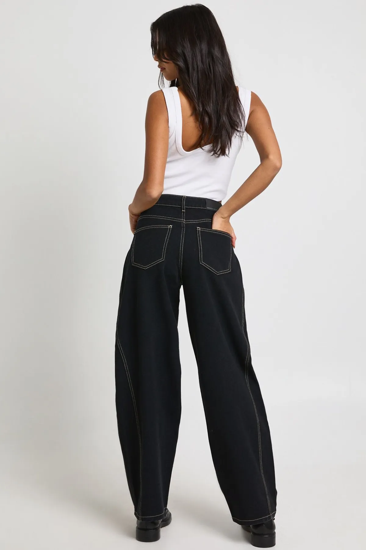 boohoo Jean Barrel Taille Moyenne avec Couture Devant<Femme Denim|Jeans