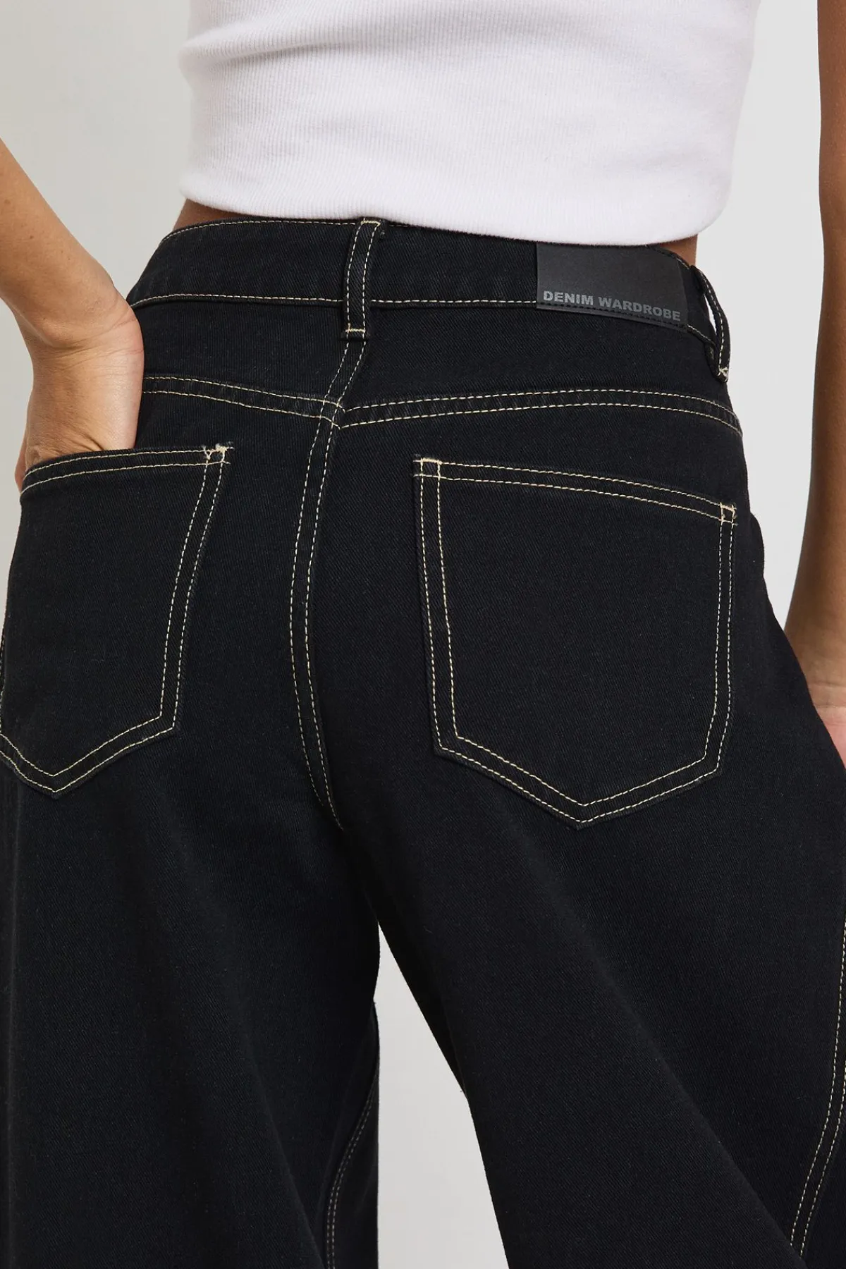 boohoo Jean Barrel Taille Moyenne avec Couture Devant<Femme Denim|Jeans