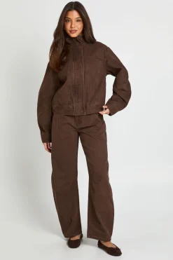 Jean Barrel Taille Moyenne Avec Détails De Coutures