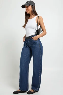 Jean Barrel Taille Moyenne à Clous