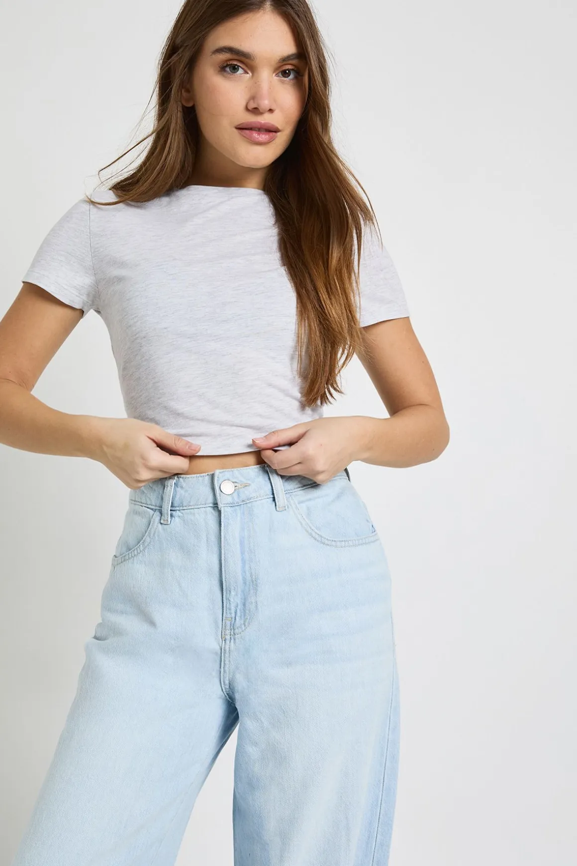 Jean Basics à taille haute et jambes larges