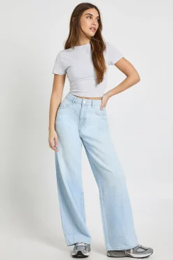 Jean Basics à taille haute et jambes larges