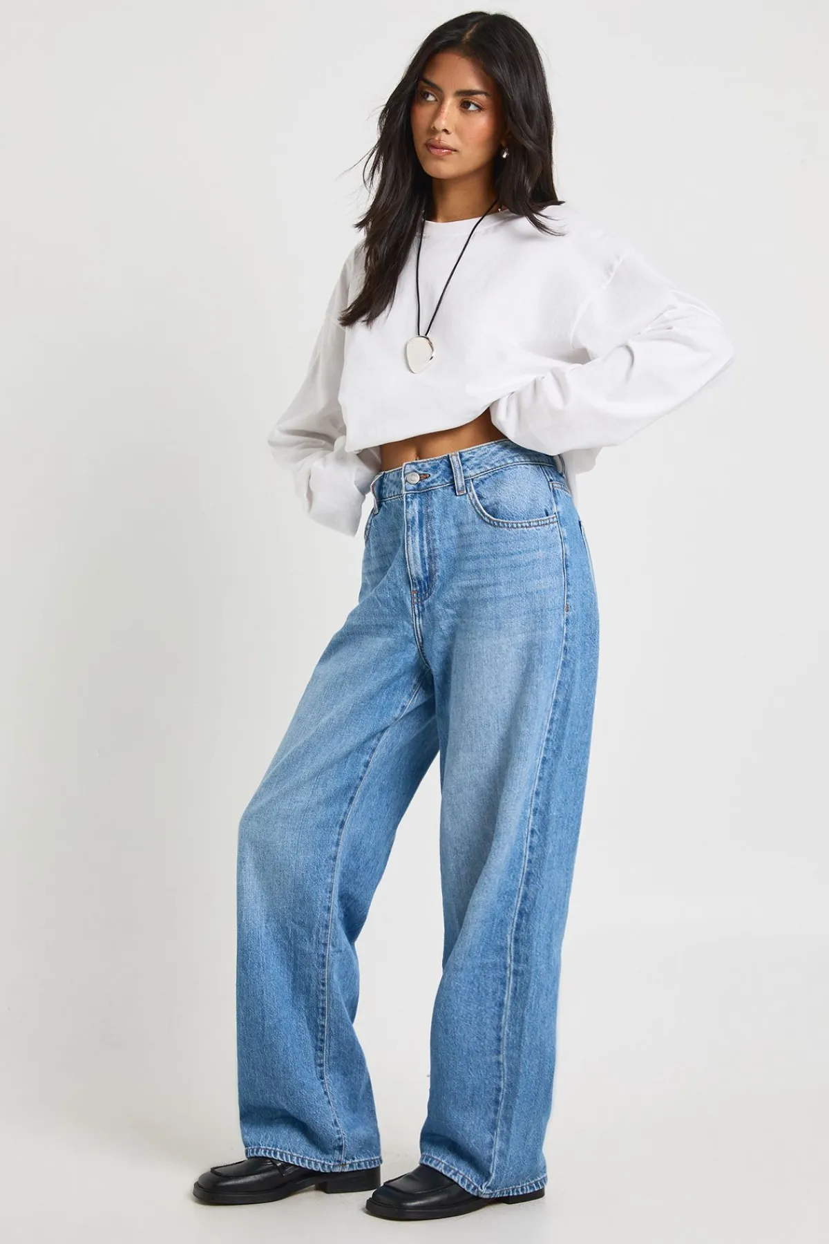 boohoo Jean basique à taille haute, coupe droite<Femme Denim|Jeans