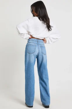 boohoo Jean basique à taille haute, coupe droite<Femme Denim|Jeans