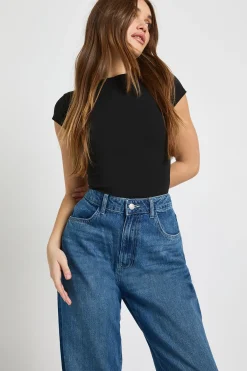 boohoo Jean basique taille haute et coupe droite<Femme Denim|Jeans