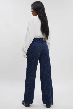 Jean Boucle en denim à taille haute et jambes larges