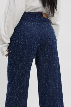 Jean Boucle en denim à taille haute et jambes larges
