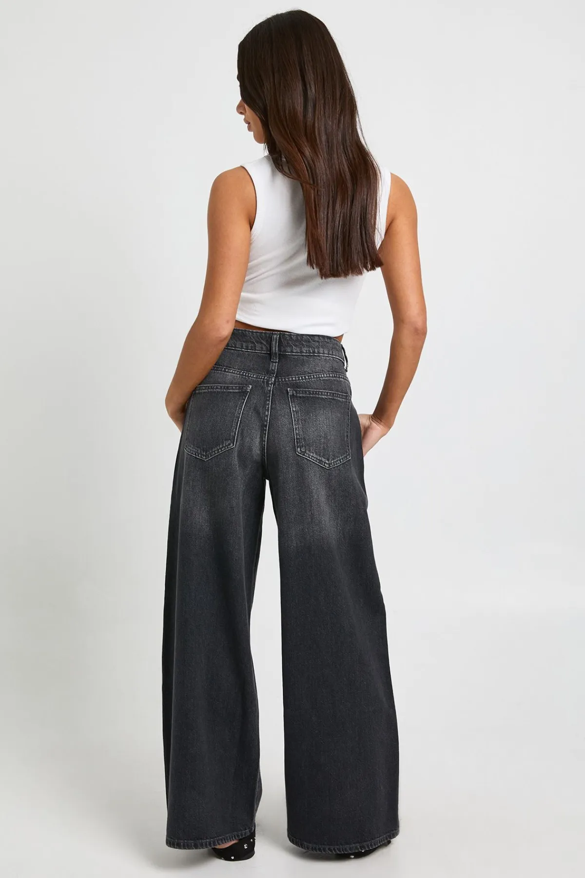 boohoo Jean Boyfriend Taille Mi-haute Petite Basics<Femme Denim|Jeans