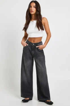 boohoo Jean Boyfriend Taille Mi-haute Petite Basics<Femme Denim|Jeans