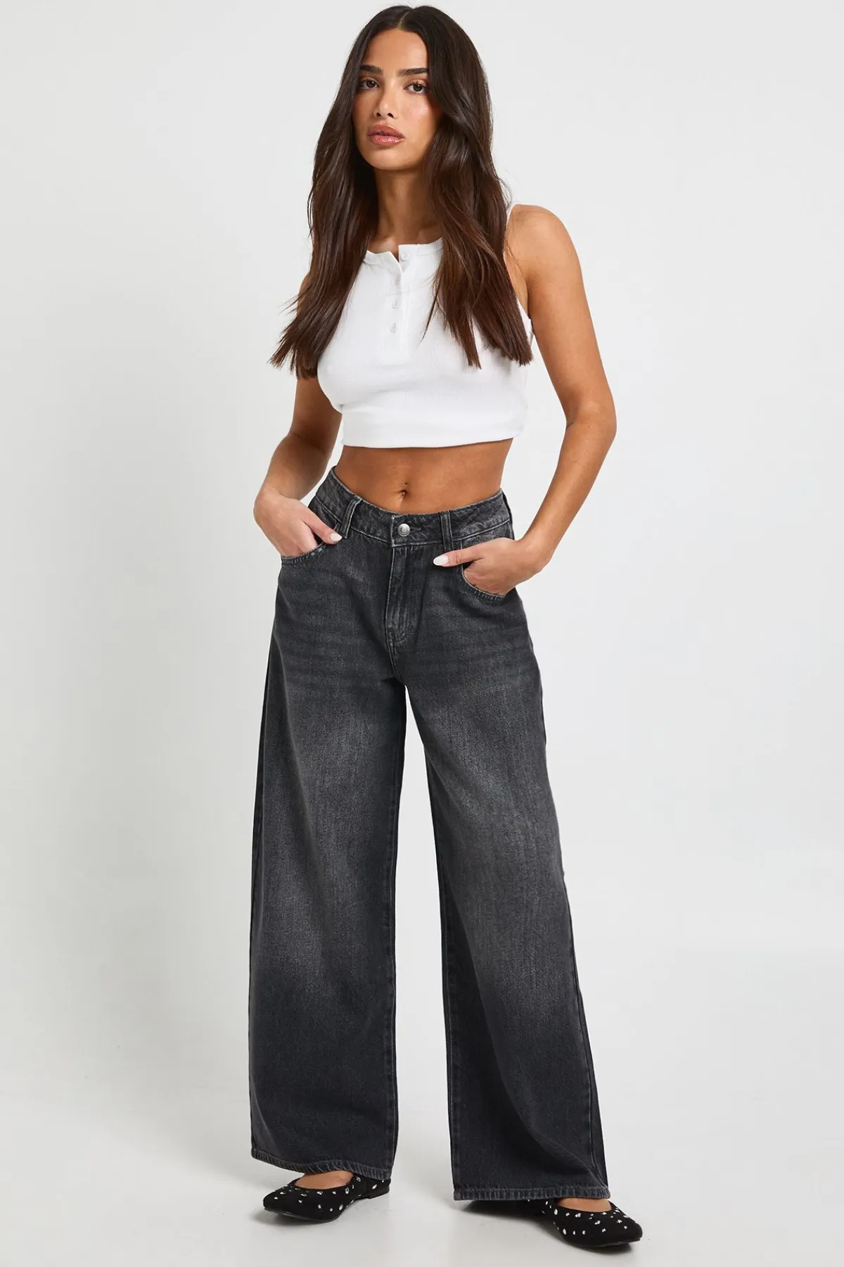 boohoo Jean Boyfriend Taille Mi-haute Petite Basics<Femme Denim|Jeans