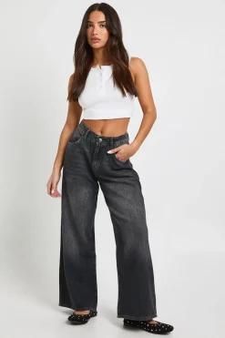 boohoo Jean Boyfriend Taille Mi-haute Petite Basics<Femme Denim|Jeans