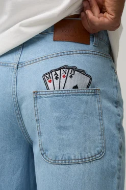 boohooMAN Jean Brodé Casino Coupe Décontractée<Homme Denim|Denim