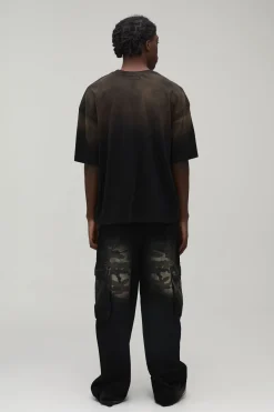 boohooMAN Jean Cargo Ample Camouflage Overdye<Homme Denim|Denim