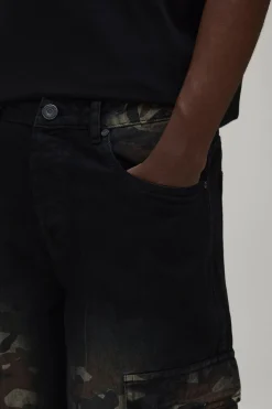 boohooMAN Jean Cargo Ample Camouflage Overdye<Homme Denim|Denim