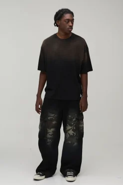 boohooMAN Jean Cargo Ample Camouflage Overdye<Homme Denim|Denim