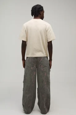 Jean Cargo Baggy Délavé Imprimé