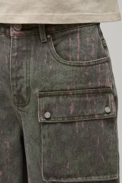 Jean Cargo Baggy Délavé Imprimé