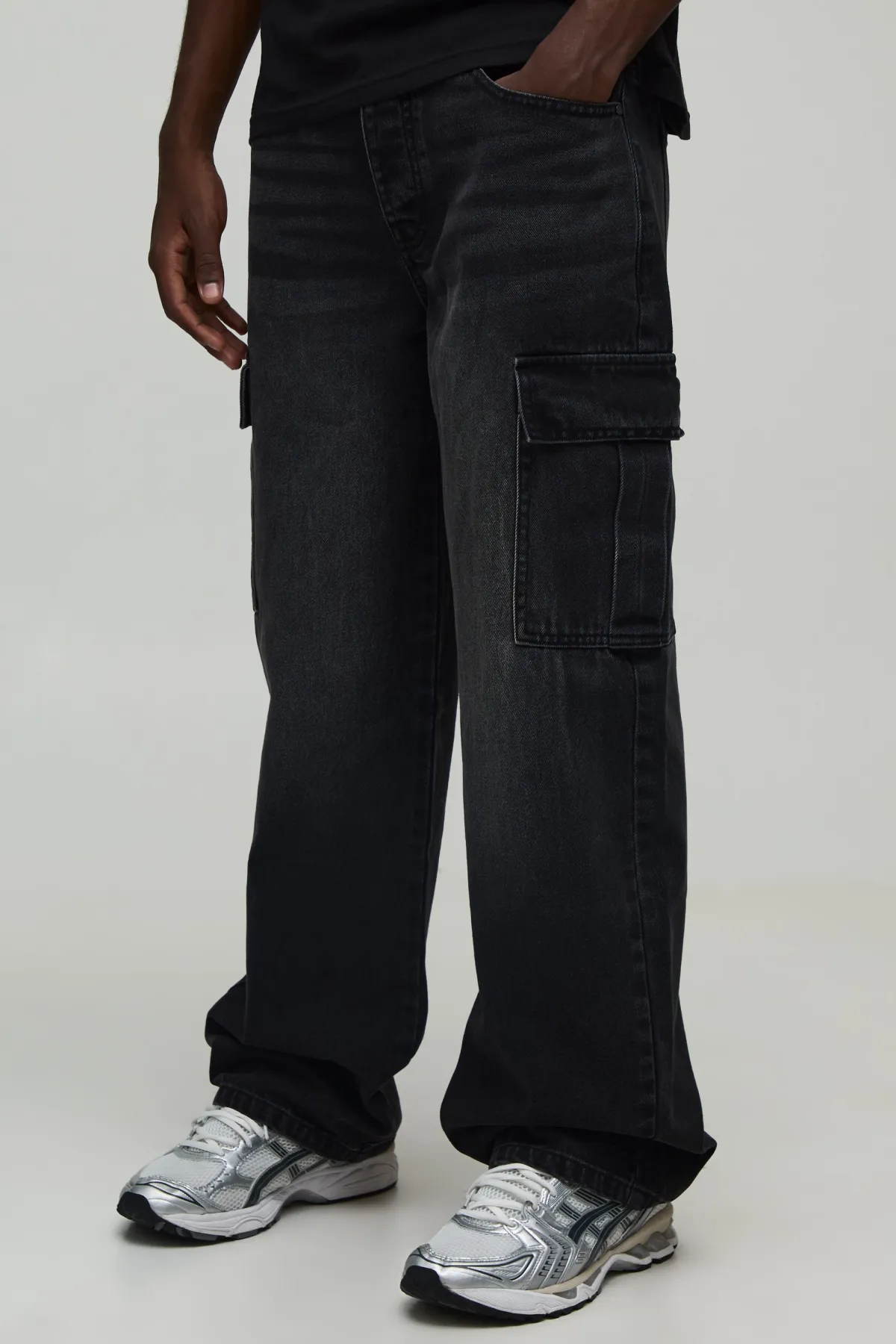 boohooMAN Jean Cargo Coupe Décontractée<Homme Denim|Denim