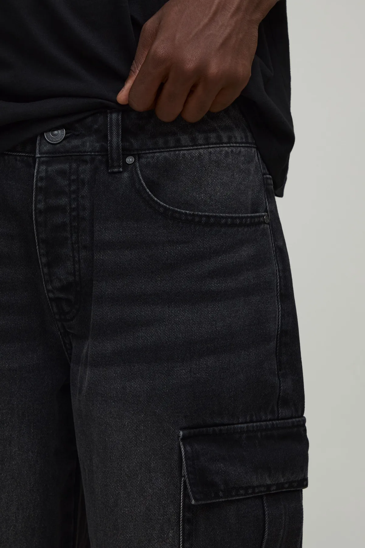 boohooMAN Jean Cargo Coupe Décontractée<Homme Denim|Denim