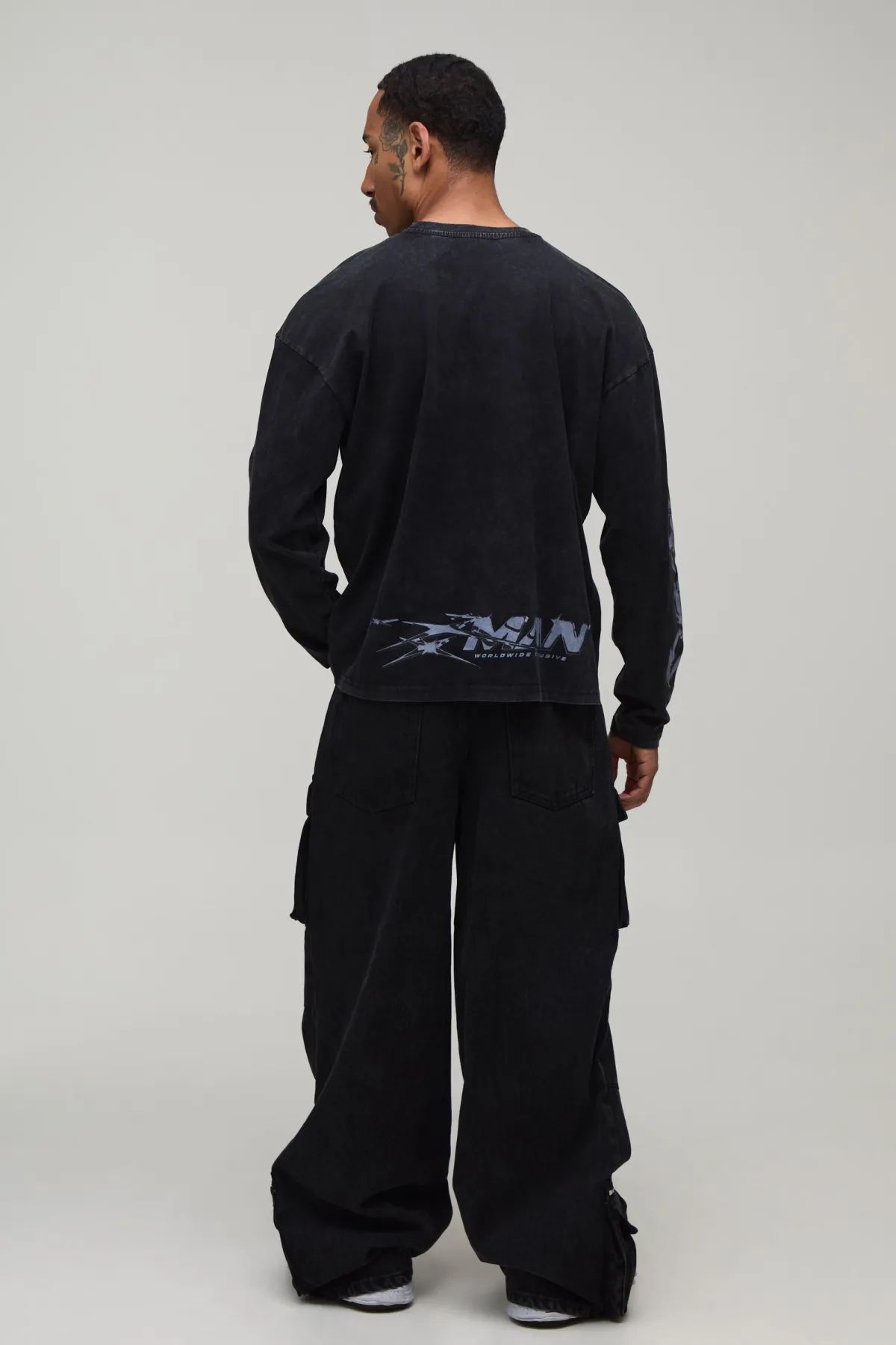 boohooMAN Jean Cargo Coupe Parachute<Homme Denim|Denim