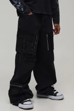 boohooMAN Jean Cargo Coupe Parachute<Homme Denim|Denim