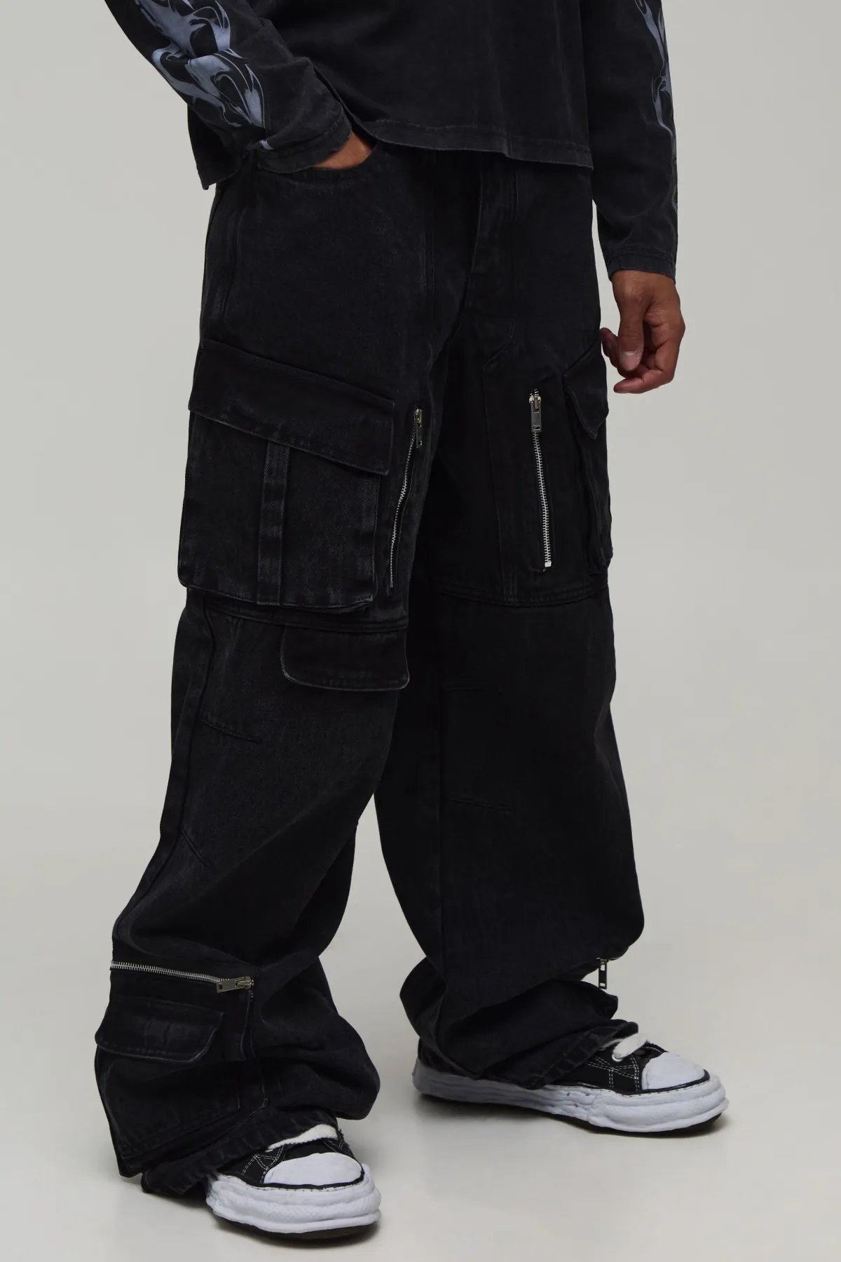 boohooMAN Jean Cargo Coupe Parachute<Homme Denim|Denim