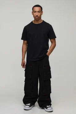 Jean Cargo Délavé Coupe Ample Multi-poches