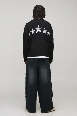 Jean cargo délavé super baggy avec détails de sangle