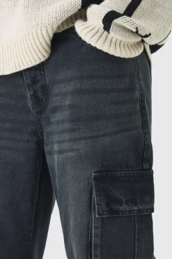 boohooMAN Jean Cargo Long et Droit Rigide<Homme Denim|Tout Afficher