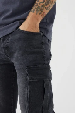 Jean Cargo Skinny Stretch Délavé