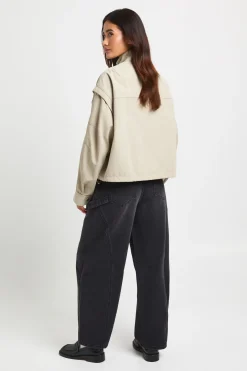 Jean Cargo Utilitaire Taille Mi-haute Coupe Barrel