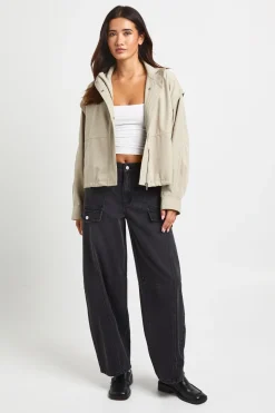 Jean Cargo Utilitaire Taille Mi-haute Coupe Barrel