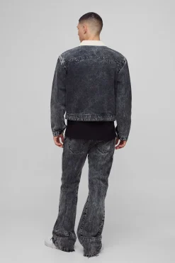 boohooMAN Jean Carpenter décontracté à jambe évasée et à empiècement<Homme Denim|Denim