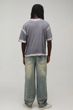 boohooMAN Jean Carpenter Moto Décontracté À Bords Bruts<Homme Jeans Grande Taille|Denim