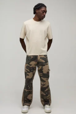 Jean Carpenter Évasé Slim À Imprimé Camouflage Avec Empiècement Et Éclaboussures De Peinture