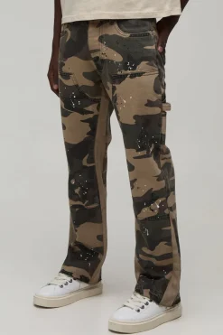 Jean Carpenter Évasé Slim À Imprimé Camouflage Avec Empiècement Et Éclaboussures De Peinture