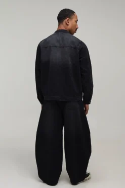 boohooMAN Jean Co-ord Jambe Baril Effet Délavé<Homme Ensembles|Denim