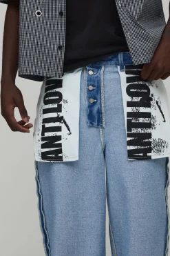 Jean Coupe Ample Avec Poches Graphiques Inversées