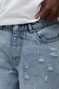 Jean Coupe Ample Délavage Usé À Déchirures Extrêmes