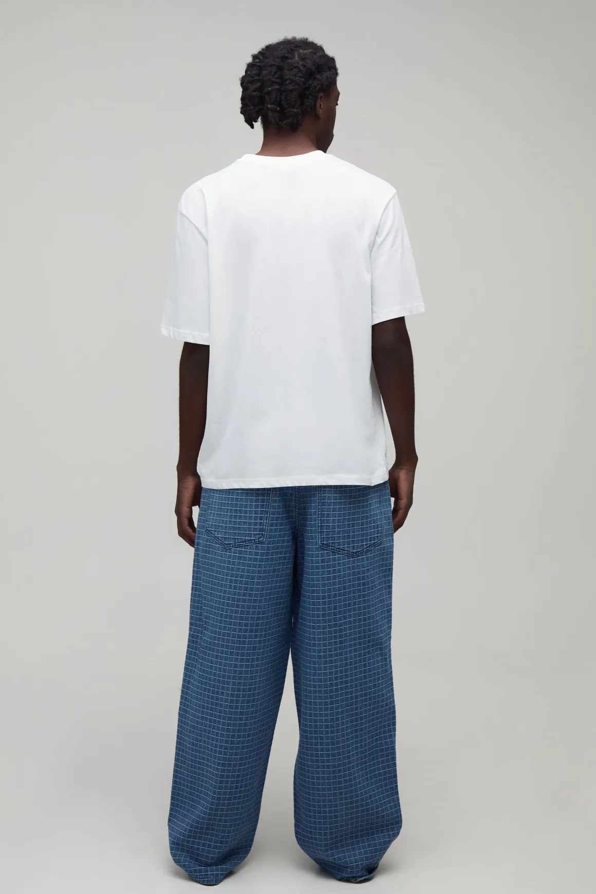 Jean Coupe Ample En Denim À Carreaux Avec Appliqué Ofcl