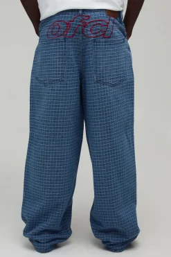 Jean Coupe Ample En Denim À Carreaux Avec Appliqué Ofcl