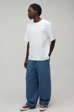 Jean Coupe Ample En Denim À Carreaux Avec Appliqué Ofcl