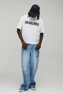 Jean Coupe Ample Imprimé Tribal Effet Tie-dye Délavé