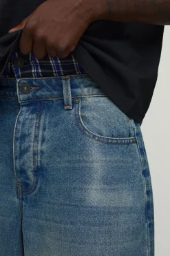 boohooMAN Jean Coupe Baggy avec Taille Factice et Strass<Homme Denim|Denim